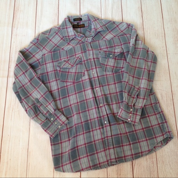Vintage Other - Vintage Pearl Snap Flannel Plaid Western Shirt